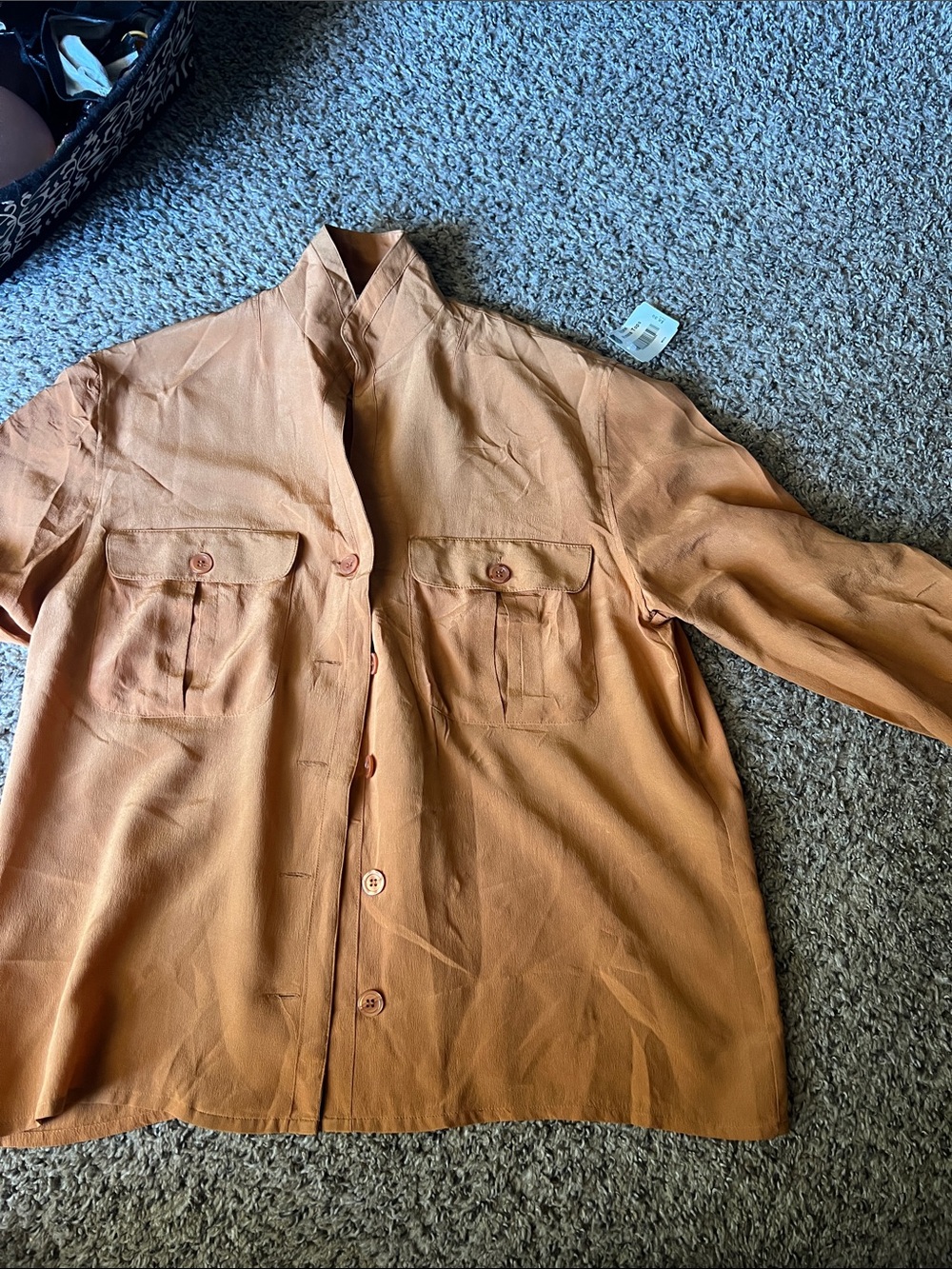 Women’s Relaxed Button-Front Blouse in Rust Orange